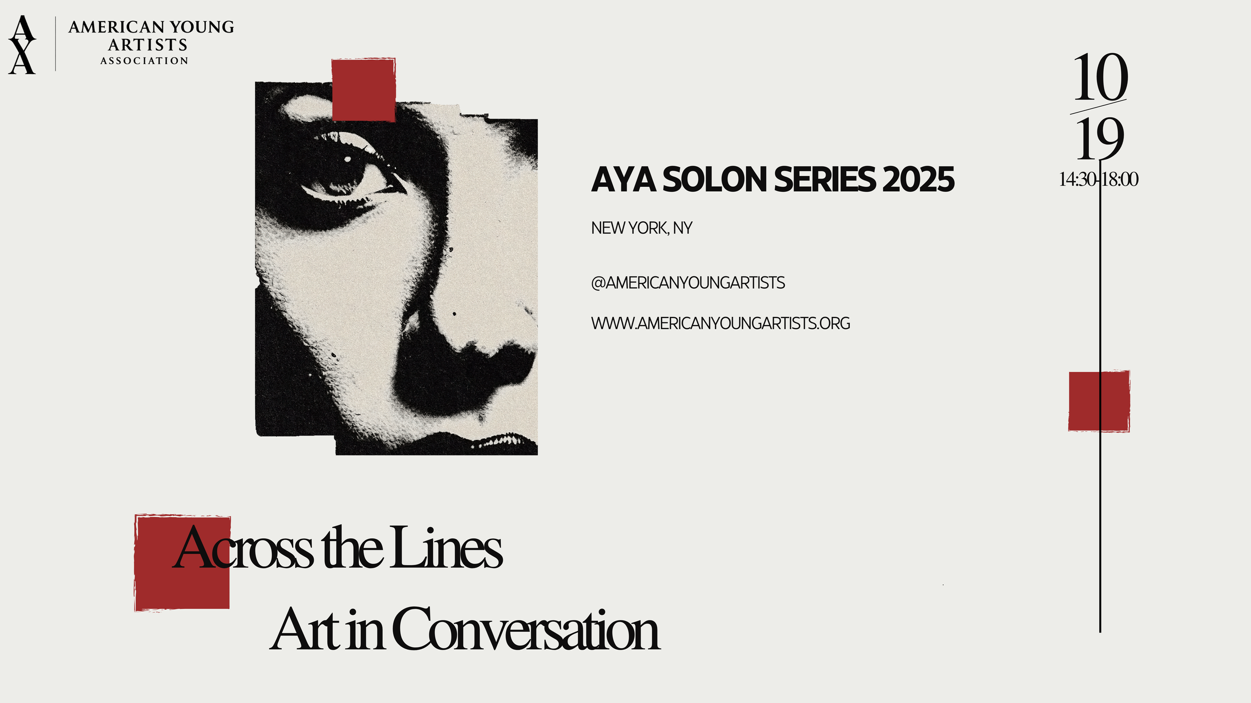 AYA Salon Series 2025 poster: Across the Lines — Art in Conversation
