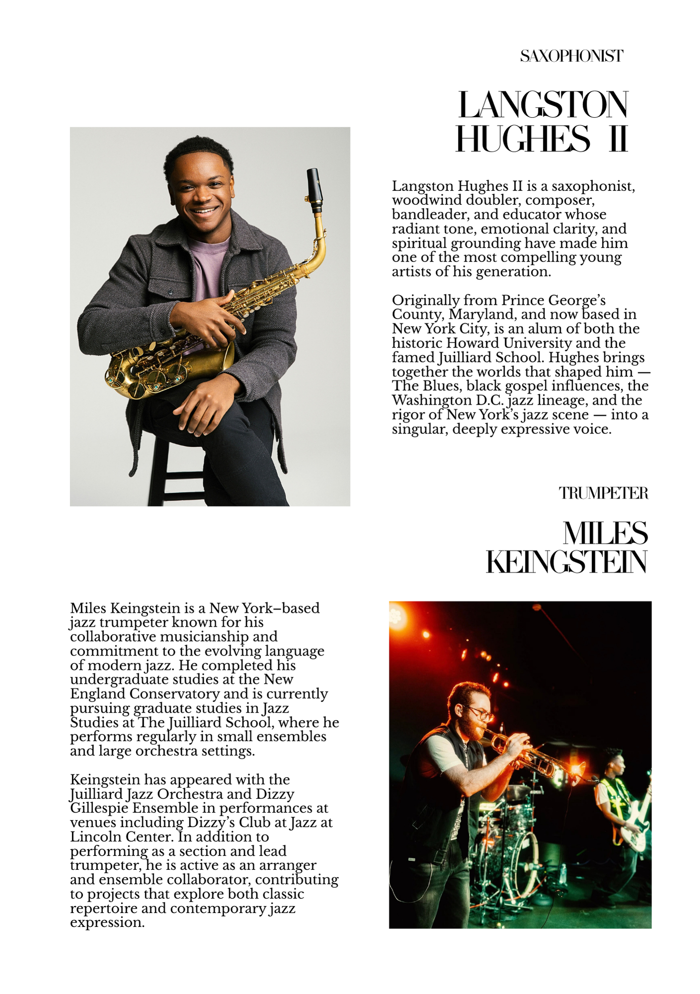 From Classical to Jazz concert program: Langston Hughes II and Miles Kingstien