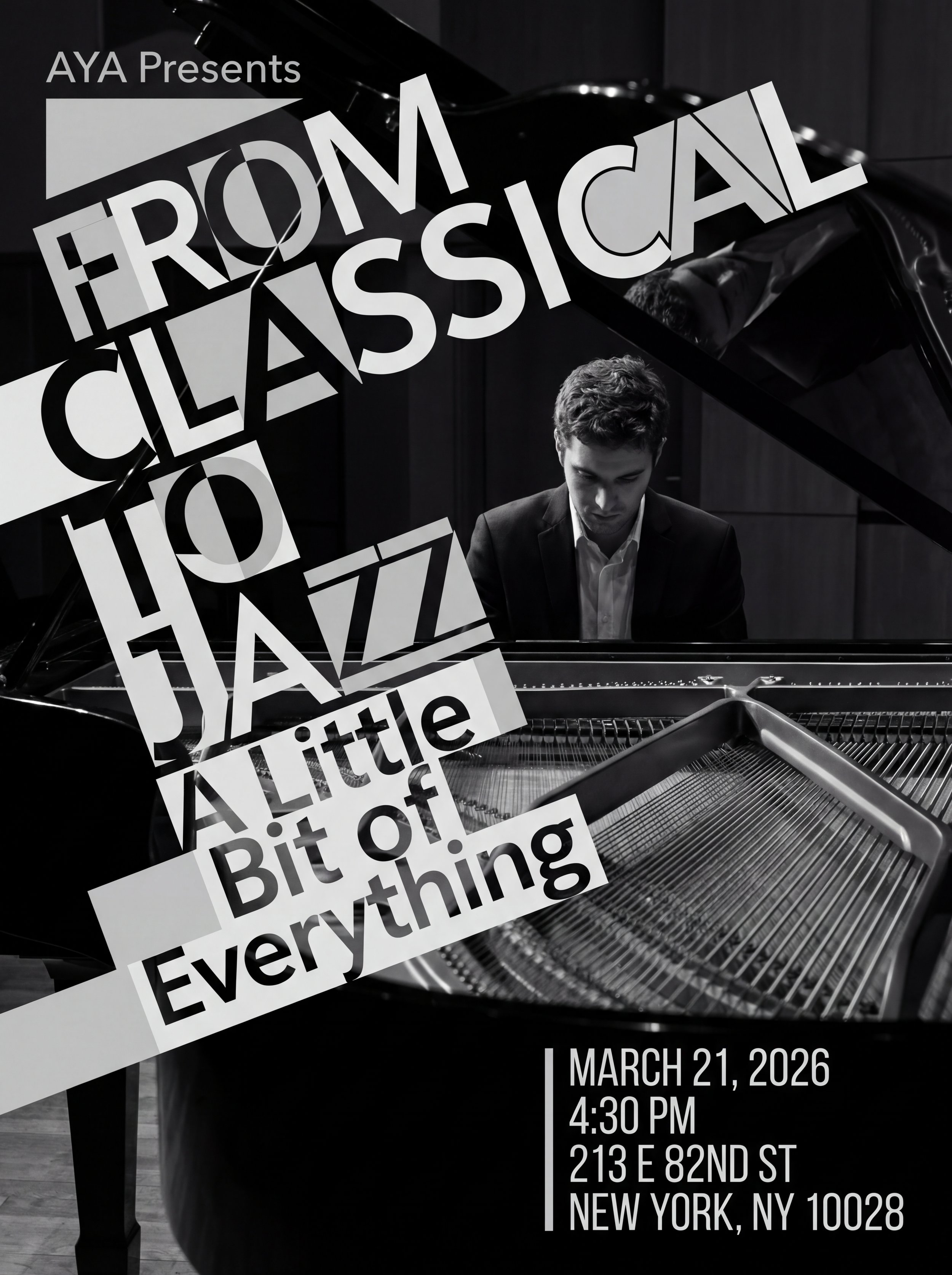 AYA concert poster: From Classical to Jazz — A Little Bit of Everything